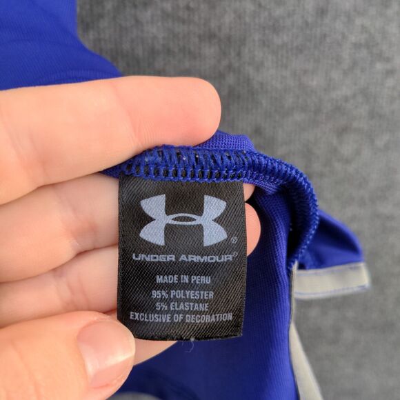 Under Armour Men's Polo Shirt Blue Large Loose Heatgear Logo Short Sleeve - Picture 13 of 16